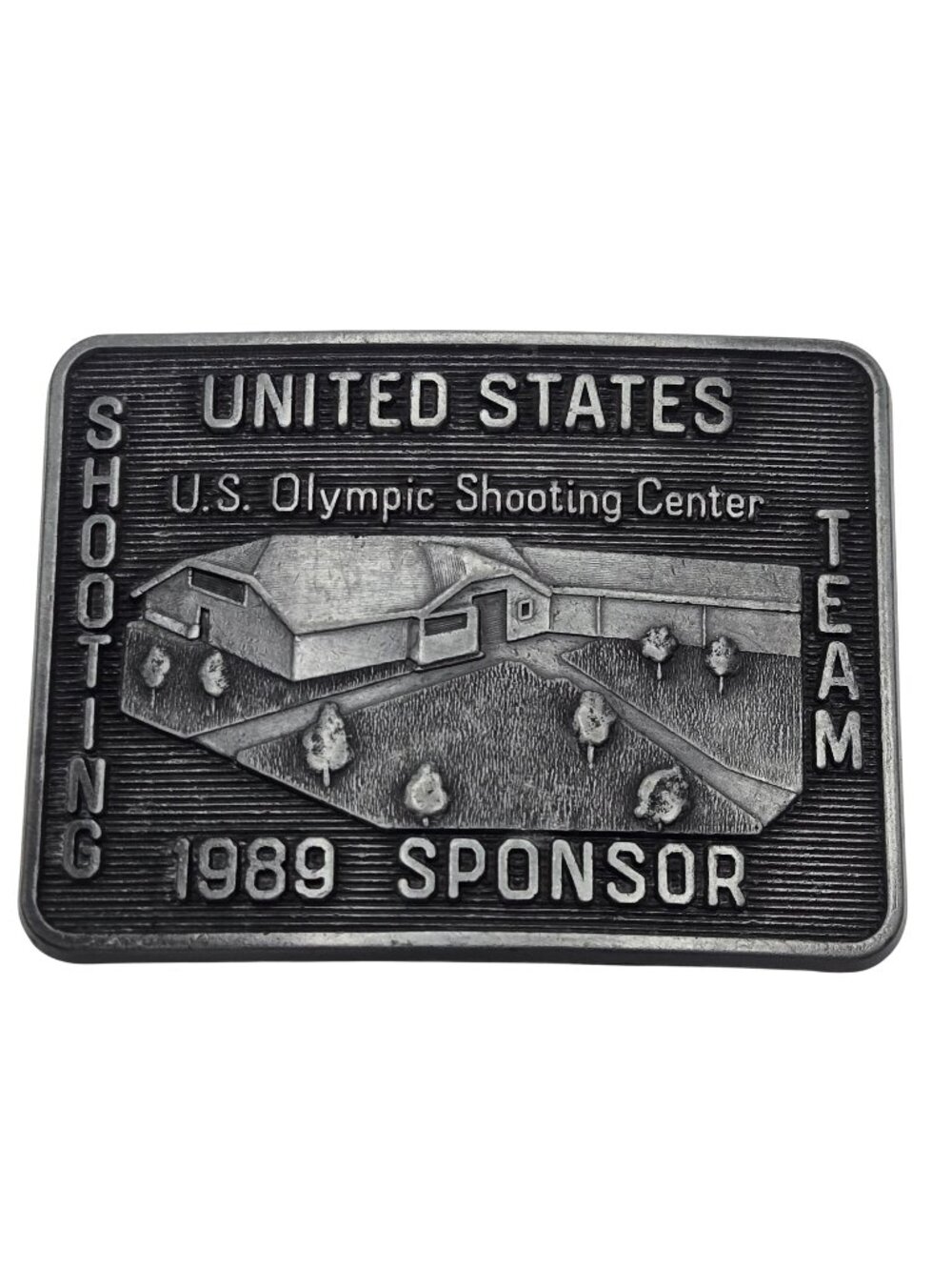 Vintage 1989 US Olympic Shooting Team Sponsor Belt Buckle Sports Athlete